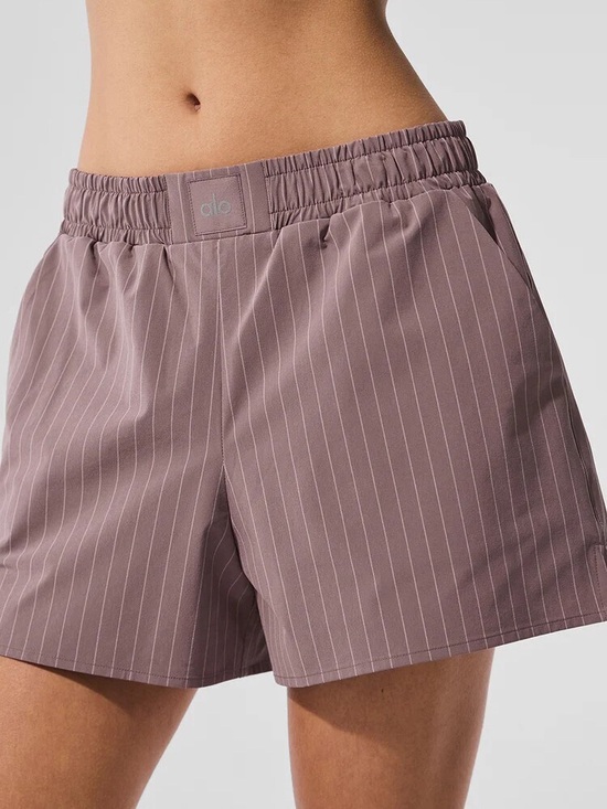 ALO Yoga Pants - Alo Yoga Pinstripe Daylight Boxer Short in Mushrooms/Ivory Size Small